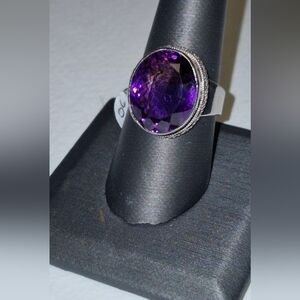 Amethyst Ring Solid 925 Sterling Silver Ring Size 9